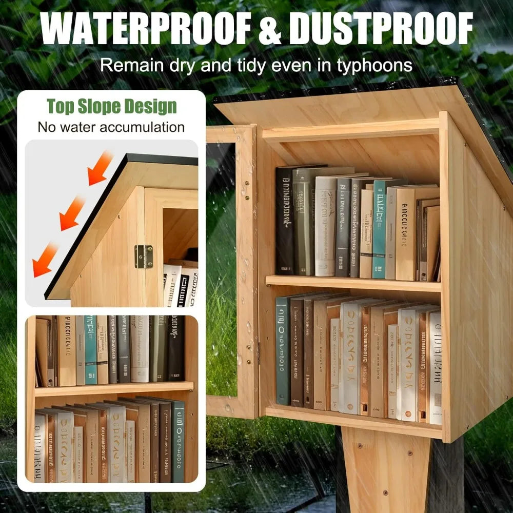 Outdoor Library Book Box, Double Little Library for Sharing books