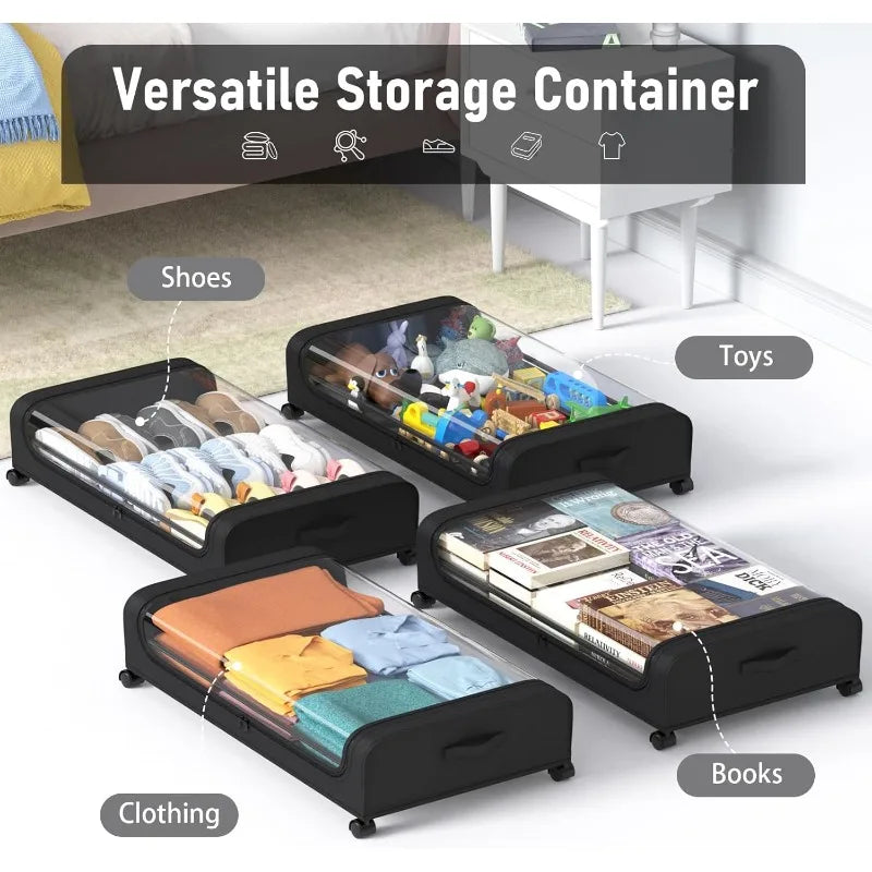 Under Bed Rolling Storage with Large Capacity