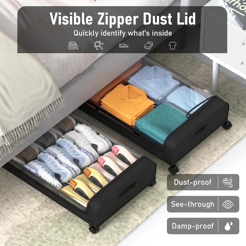 Under Bed Rolling Storage with Large Capacity