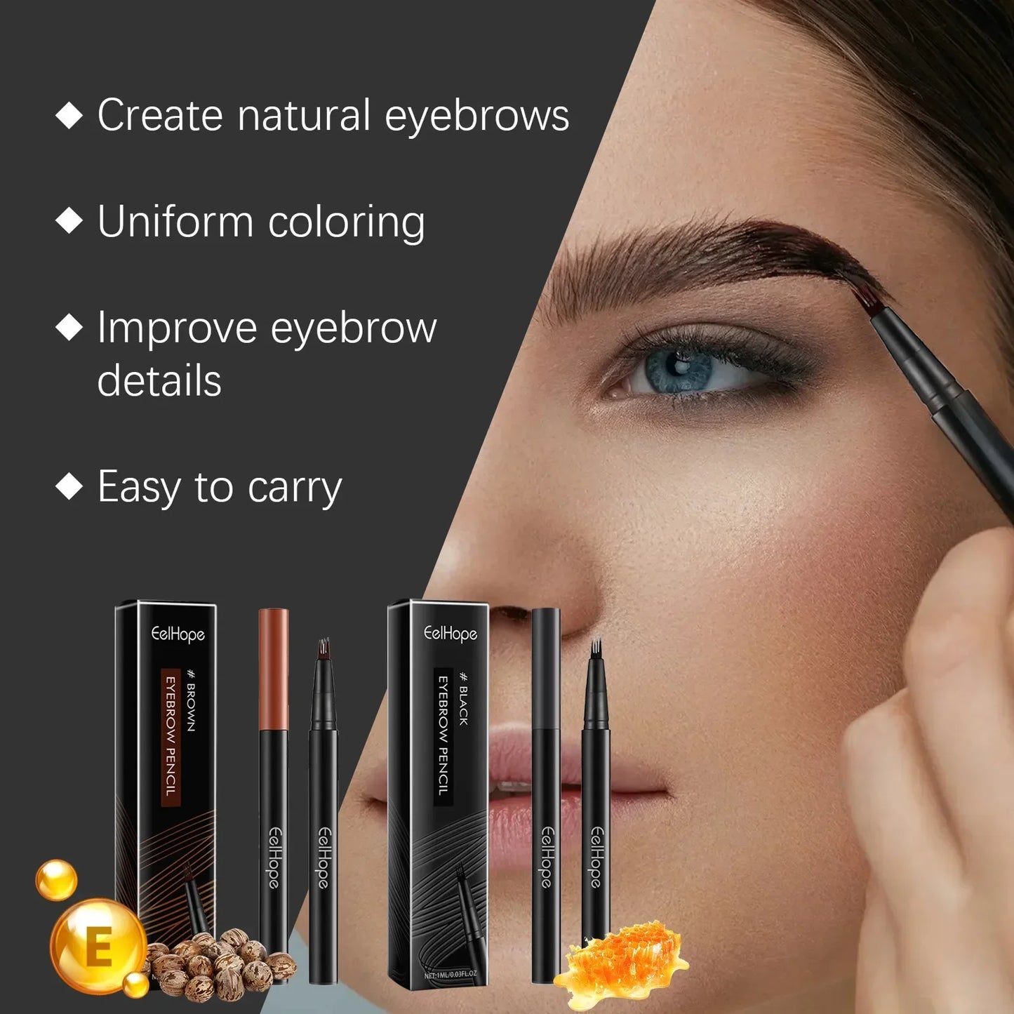 4 Waterproof Eyebrow Pencil Long Lasting Natural Black Dark Brown Women Liquid Eye Brows Pen Makeup