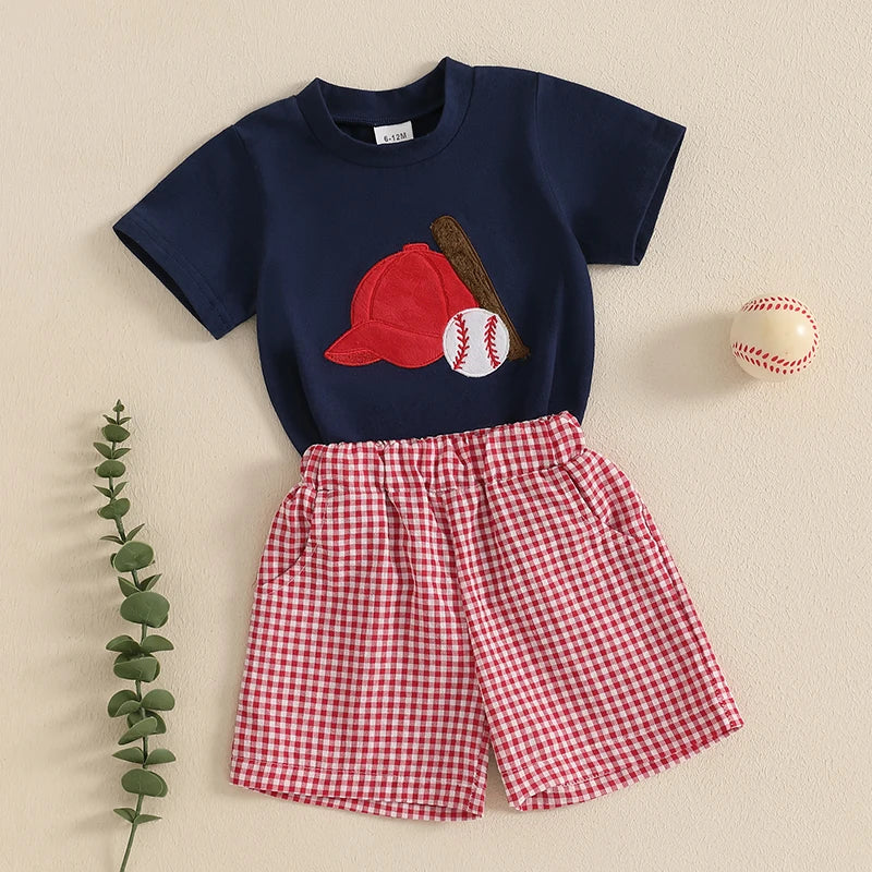 Boys Casual Striped Short Sleeves T-Shirt 2 Piece Set