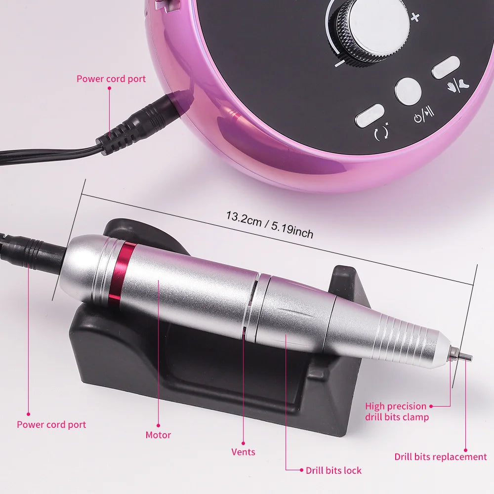 45000RPM Nail Machine Electric Portable Nail Rechargeable Drill