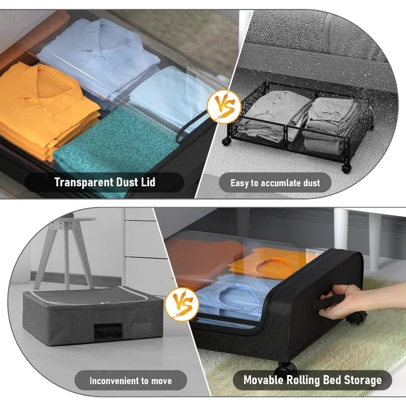 Under Bed Rolling Storage with Large Capacity