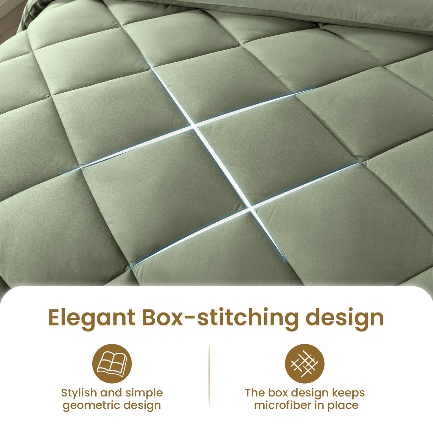7 Pieces Reversible Bed in a Bag Set with Soft Quilted Lightweight Comforter