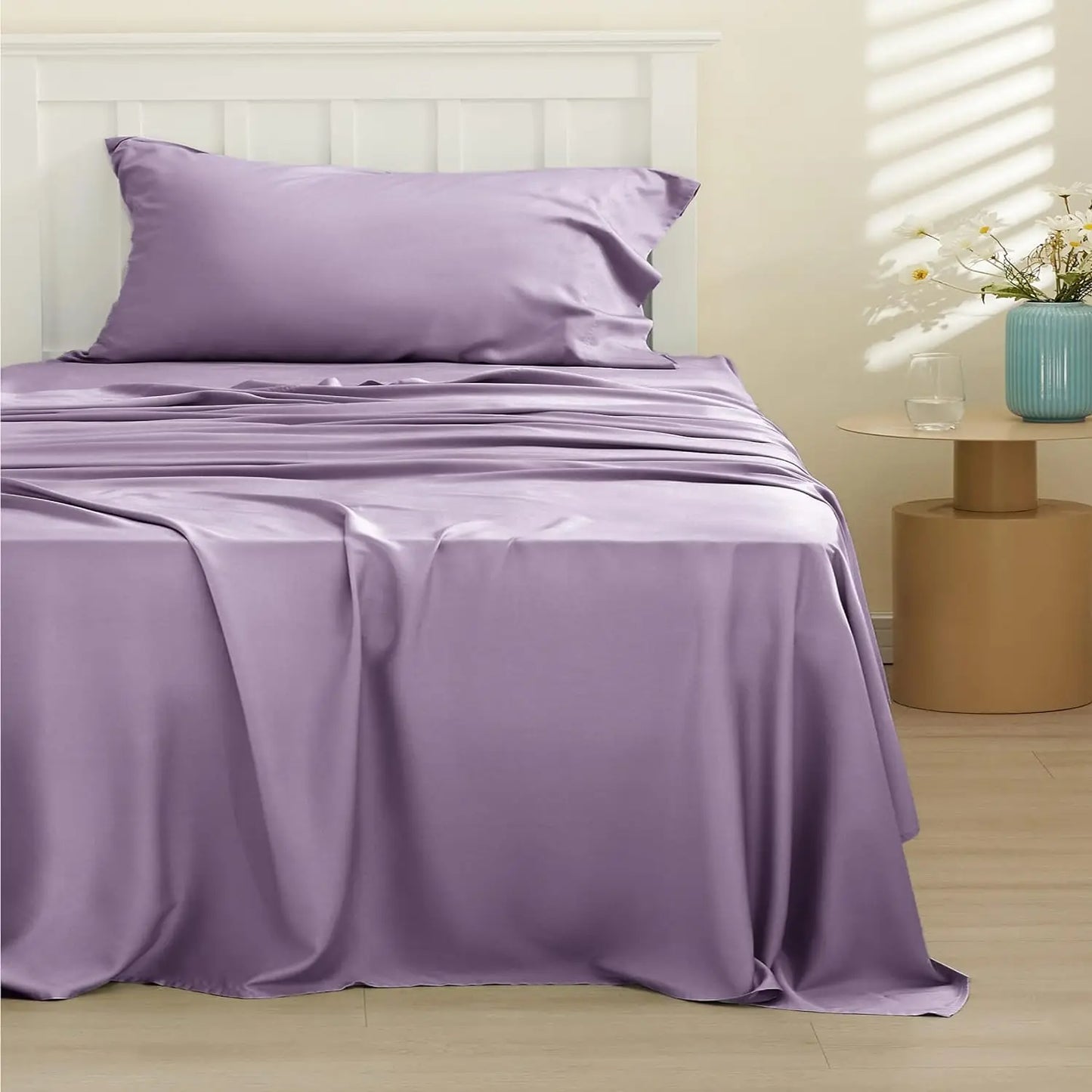 Bamboo, Deep Pocket Up to 16", Breathable & Soft, Hotel Luxury Silky Bedding Sheet