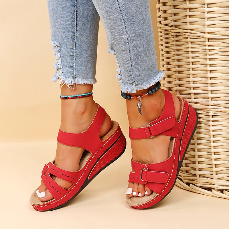 Women Soft Stitching Ladies Sandals, Comfortable Flat Open Toe Beach Shoes