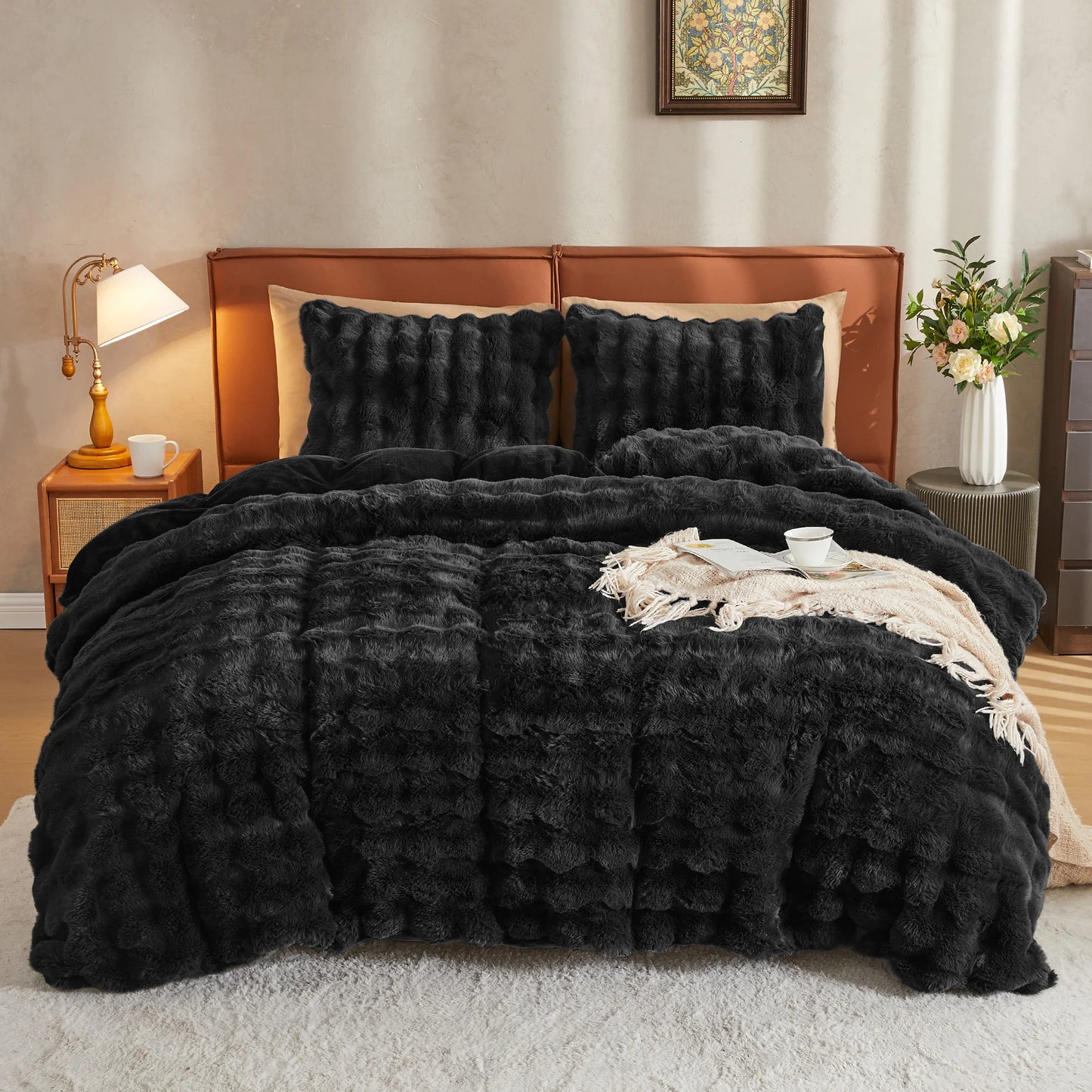 Cozy Plush Long Fluffy Bedding Set with Zipper Closure
