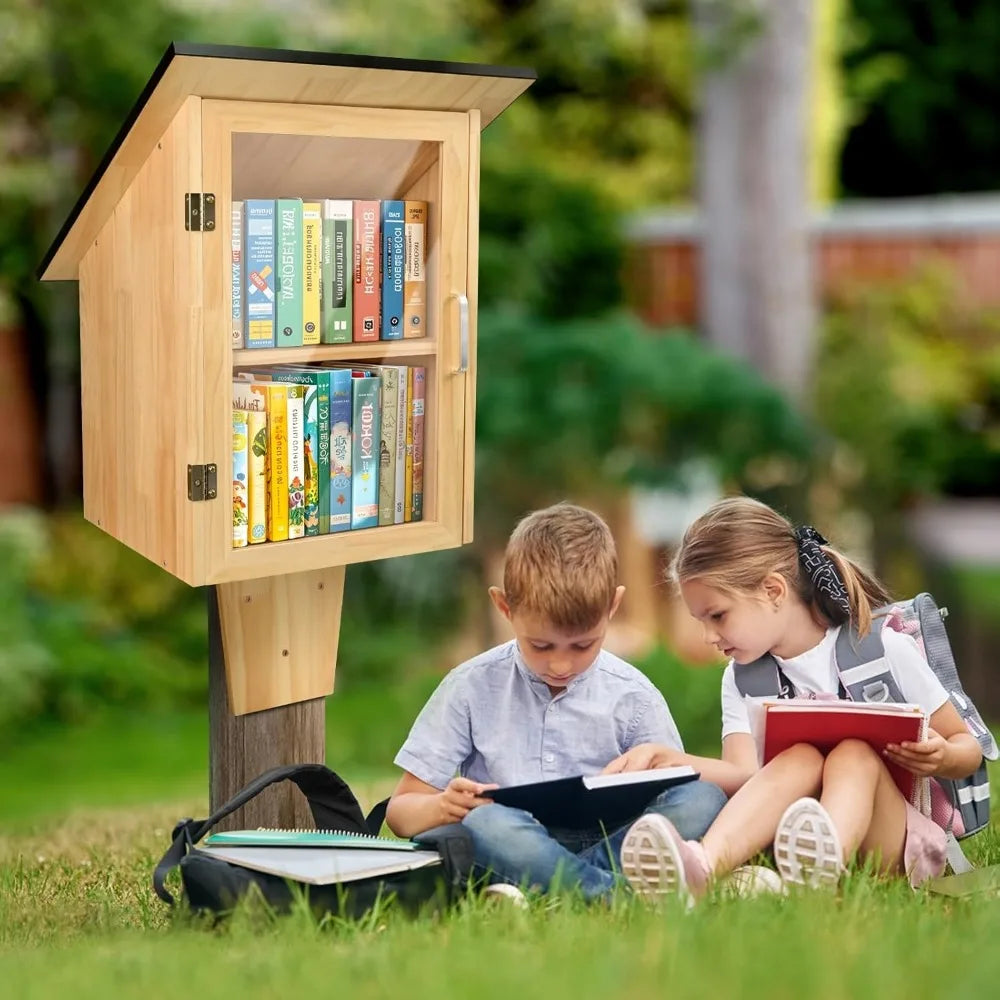 Outdoor Library Book Box, Double Little Library for Sharing books