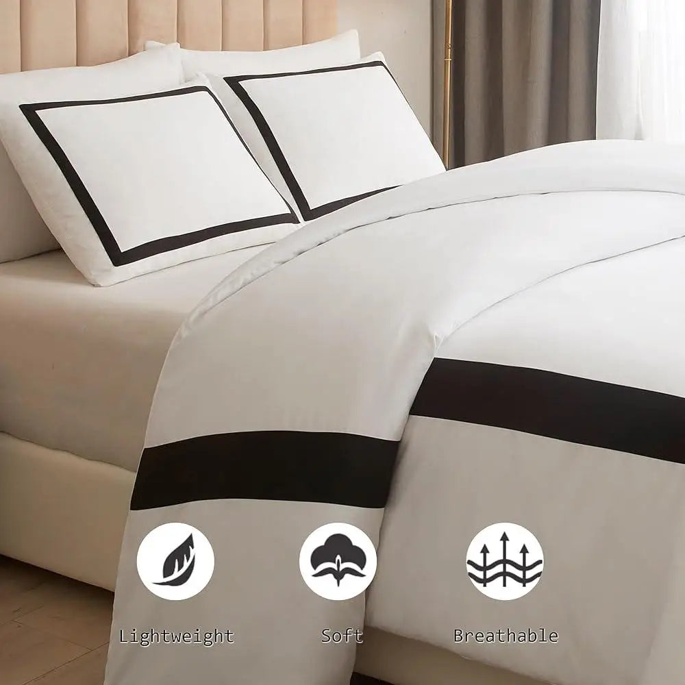 Queen Size 3Pcs Ultra Soft Breathable Bedding Collection with Zipper Closure and Pillow Shams