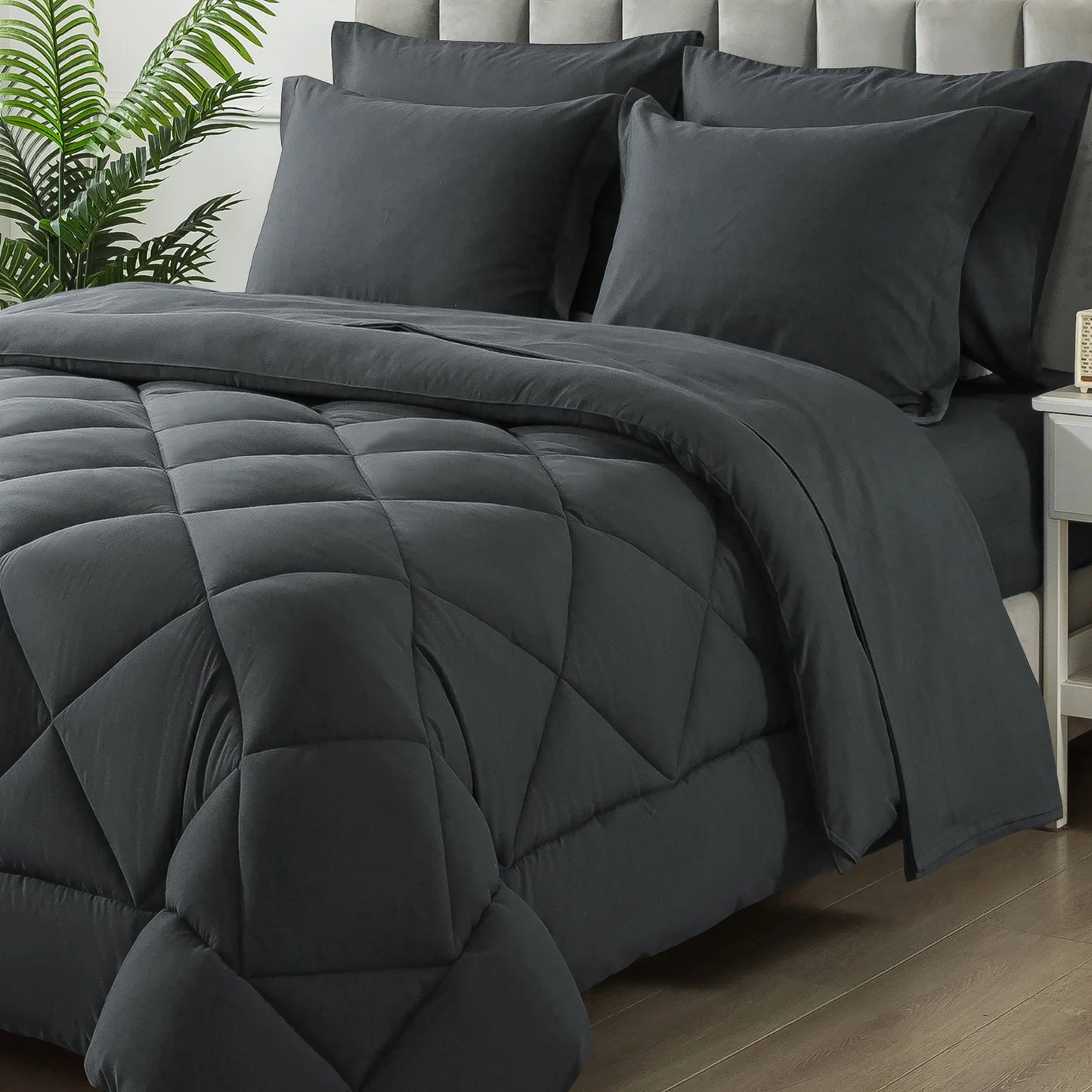 5-7 Pieces Bed in a Bag Set with Soft Quilted Lightweight Comforter and Sheets