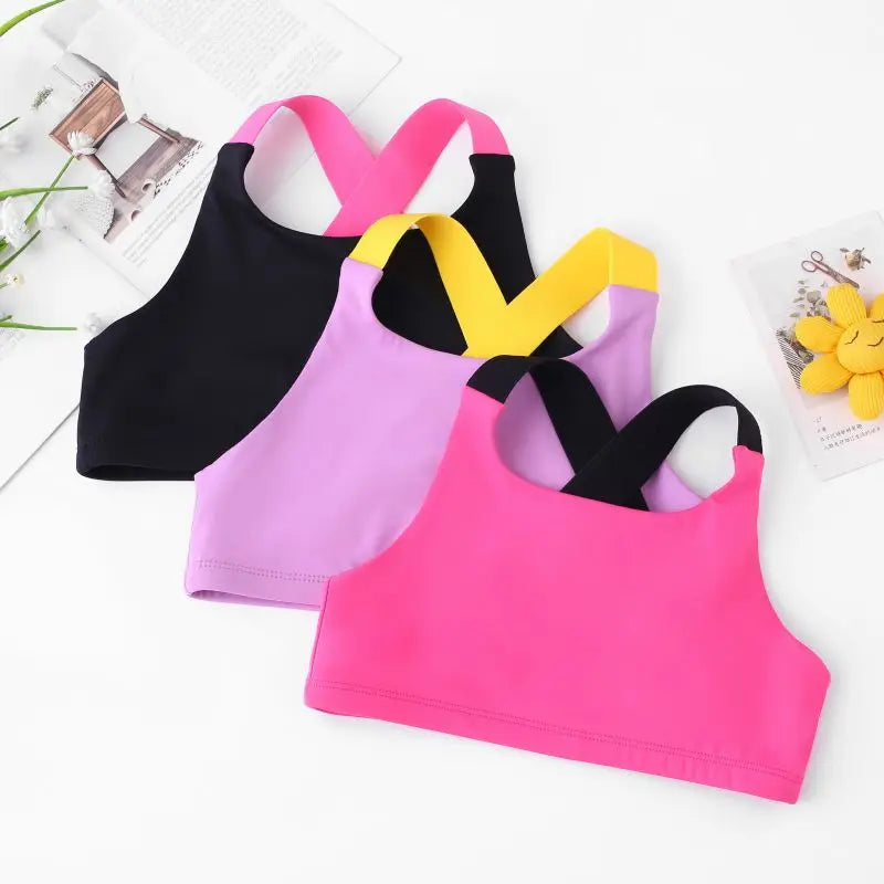 3pcs Teenage Training Bra, Girls Solid bar Underwear