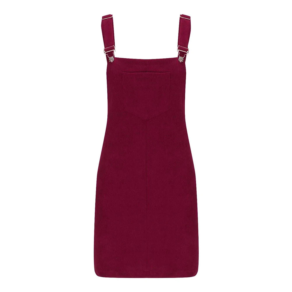 Teen Girls Corduroy Dresses Short Overall Dresses Elegant Style Daily Outfit
