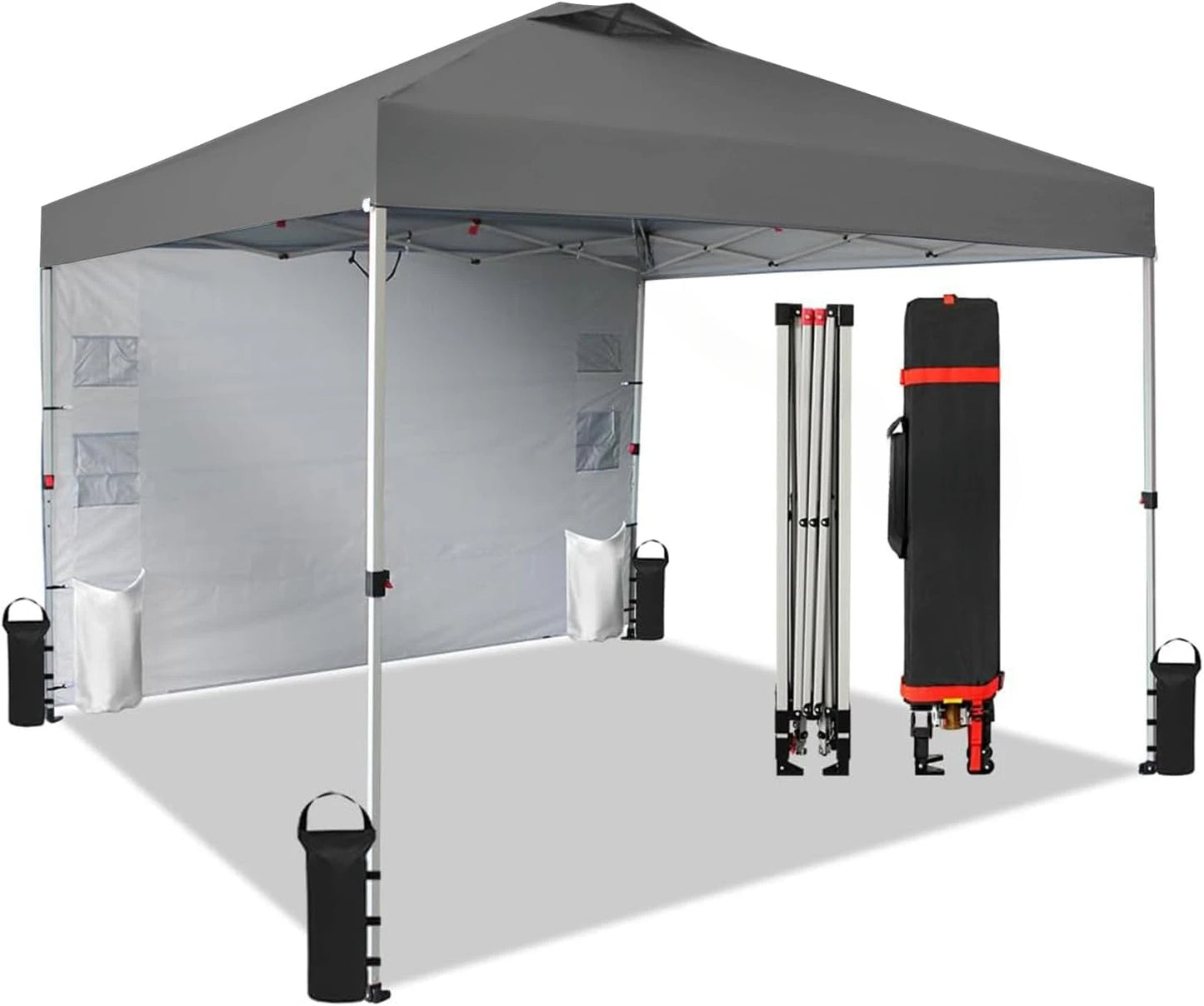 10x10 Pop Up Canopy  with Pockets Sidewall, Easy Up Sun Shelter with One Person Set Up Center Lock