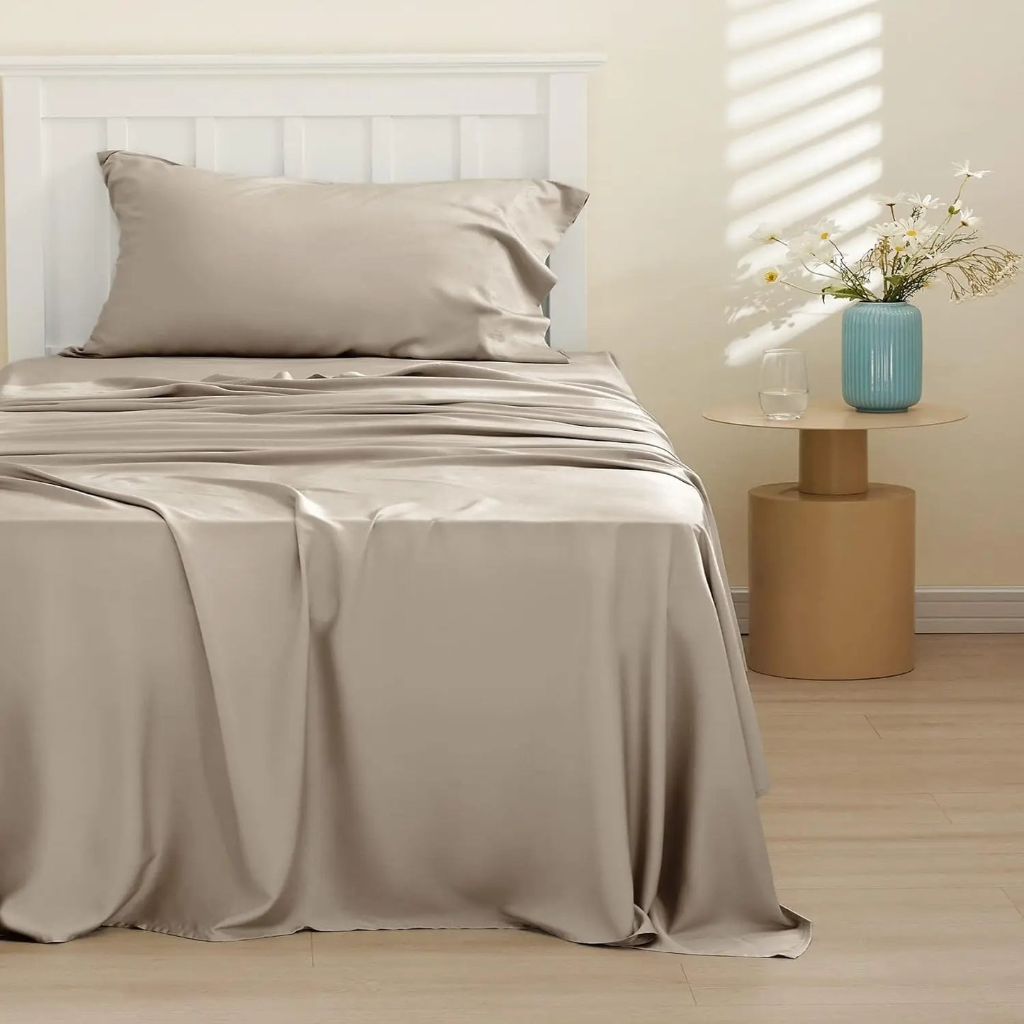 Bamboo, Deep Pocket Up to 16", Breathable & Soft, Hotel Luxury Silky Bedding Sheet