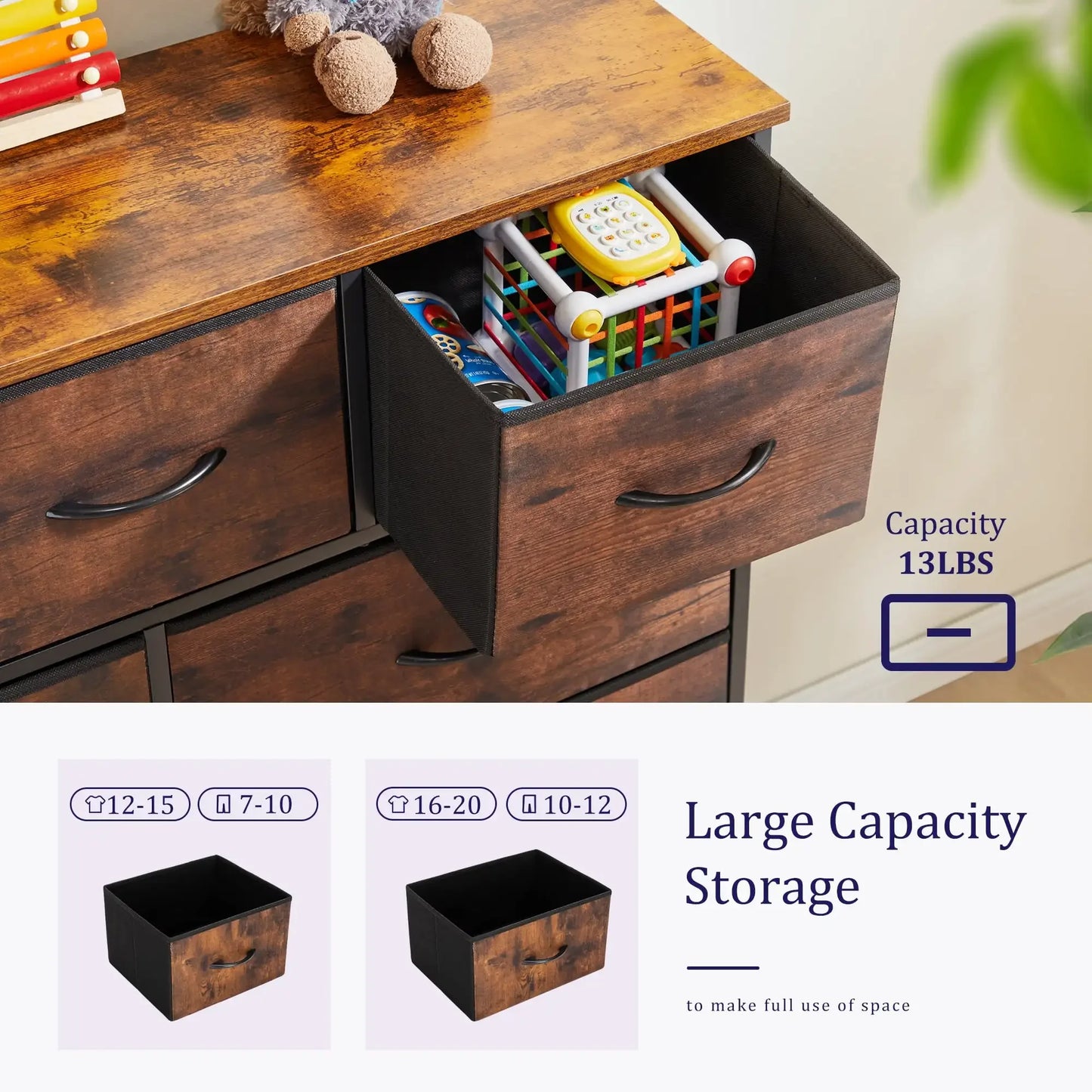 9 Wide Chest Dresser Drawers With Wood Top