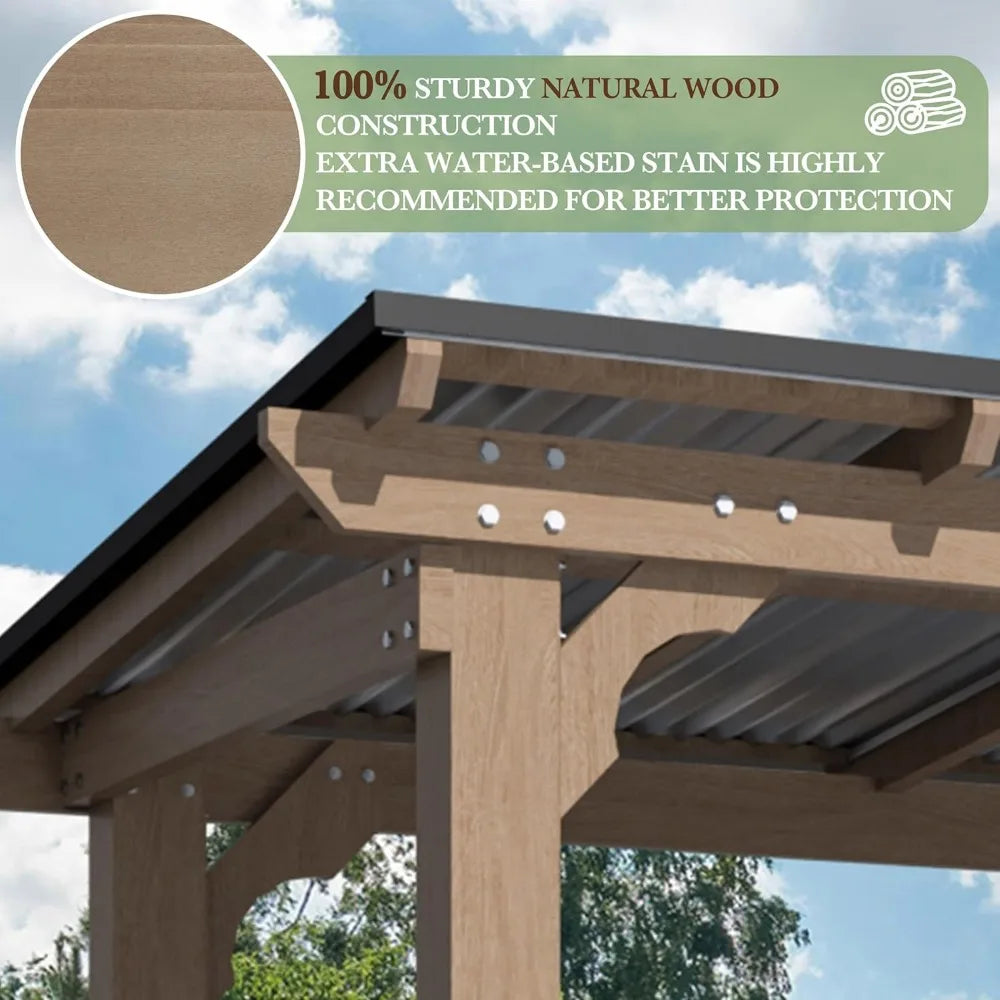 6'x13' BBQ Grill Shelter with Galvanized Steel Roof, Cedar Frame, Patio Backyard, Garden, Gazebos