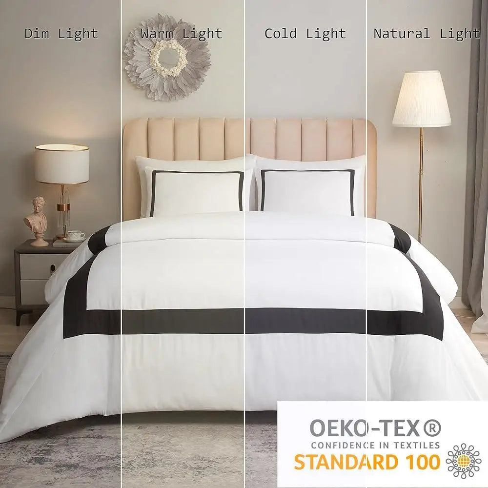 Queen Size 3Pcs Ultra Soft Breathable Bedding Collection with Zipper Closure and Pillow Shams