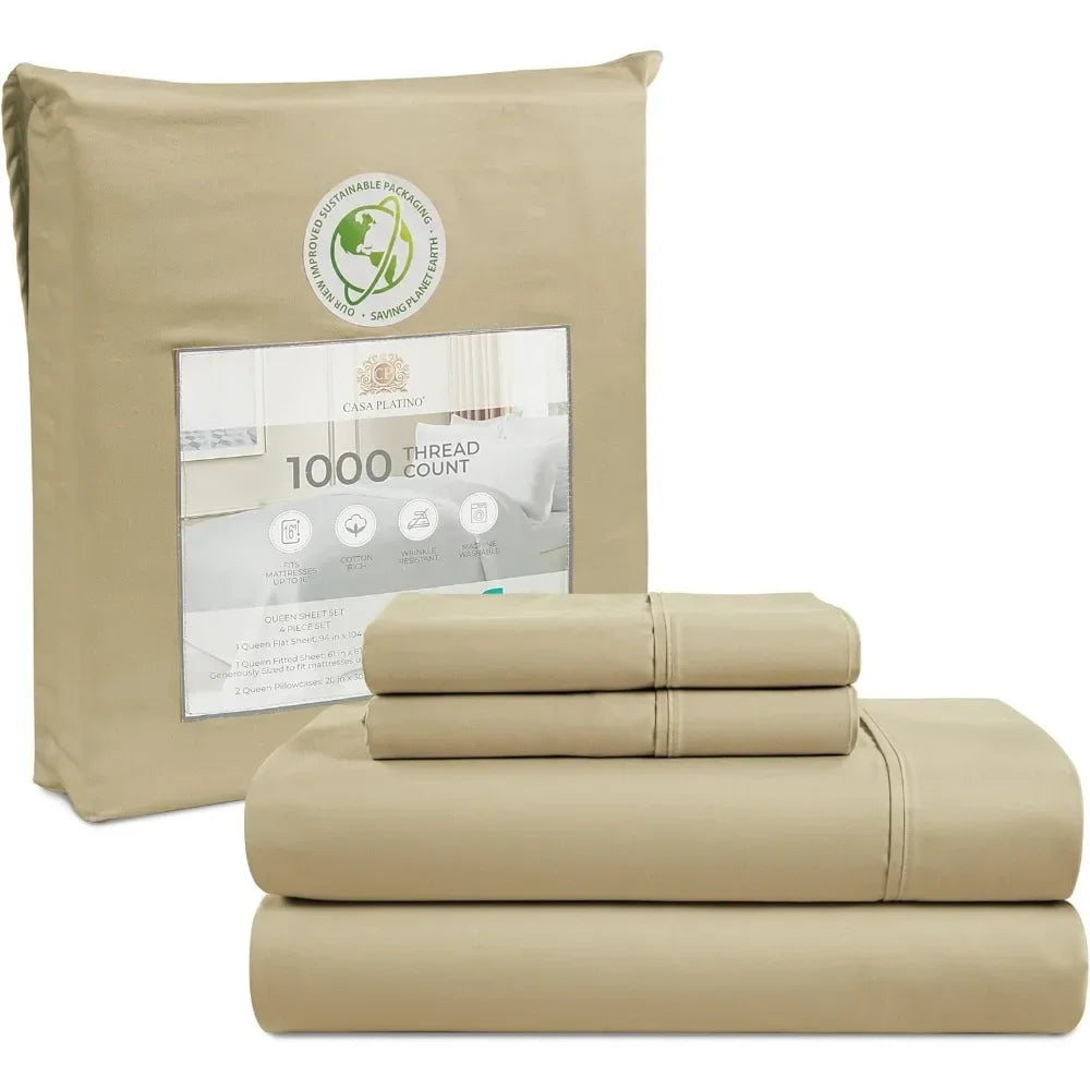 King /Queen Size Sheets Set 1000 Thread Count 4 Piece Set