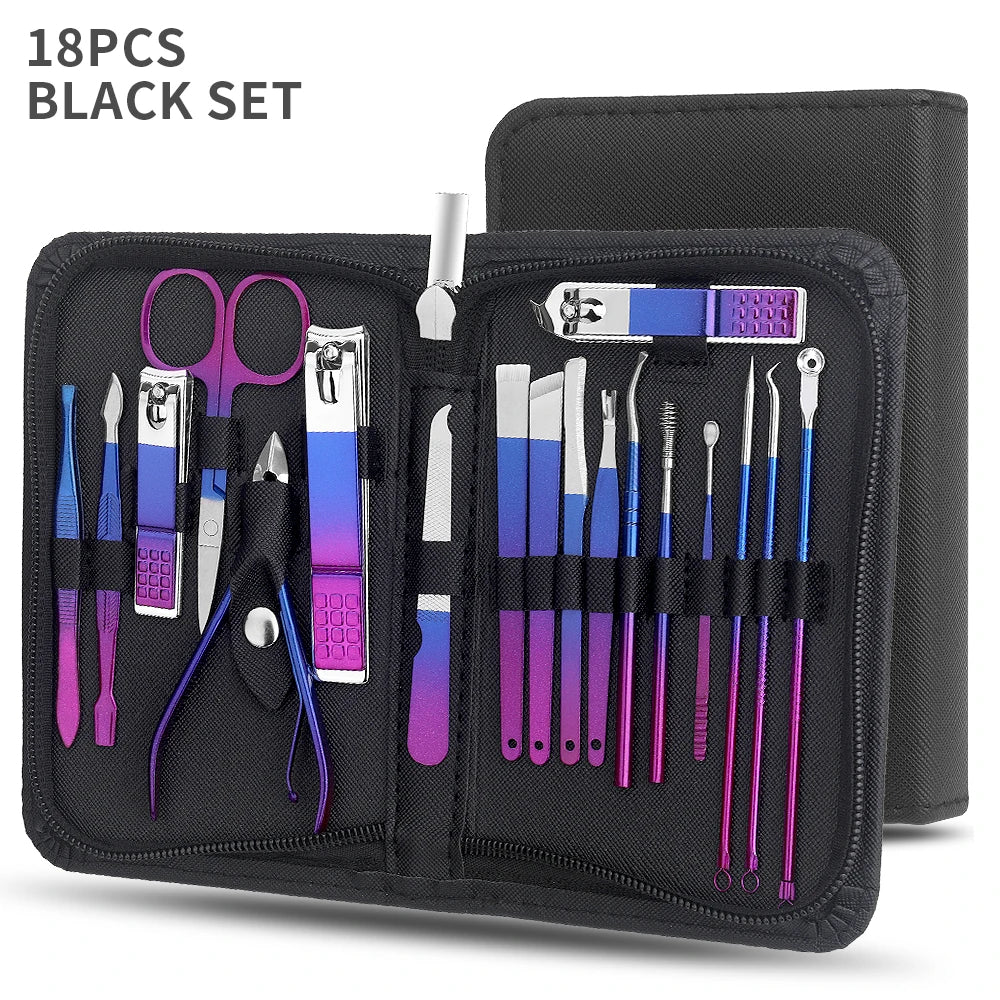 9/18 pcs Color Nail Clippers Manicure and Pedicure Tool Set