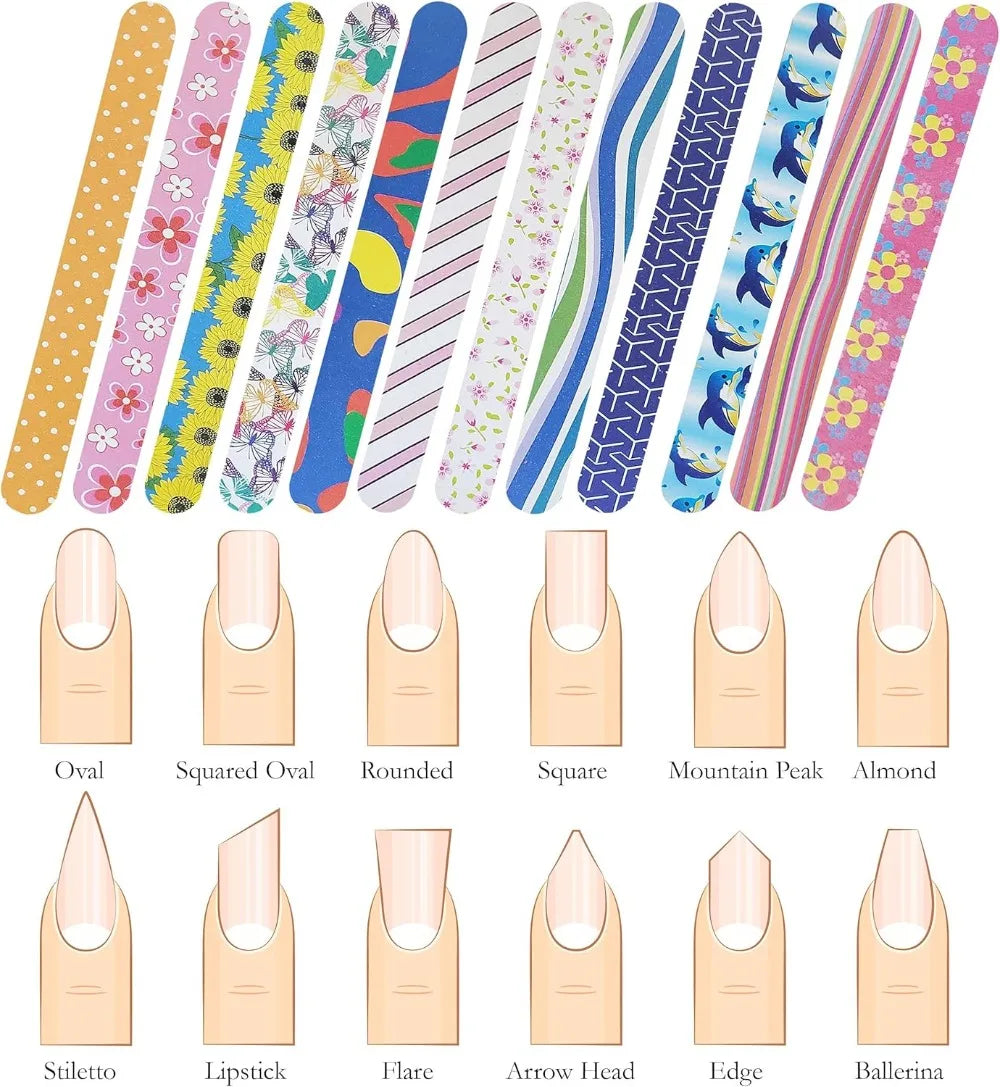 Double-sided files for shaping and smoothing toenails and nails - pack of 12