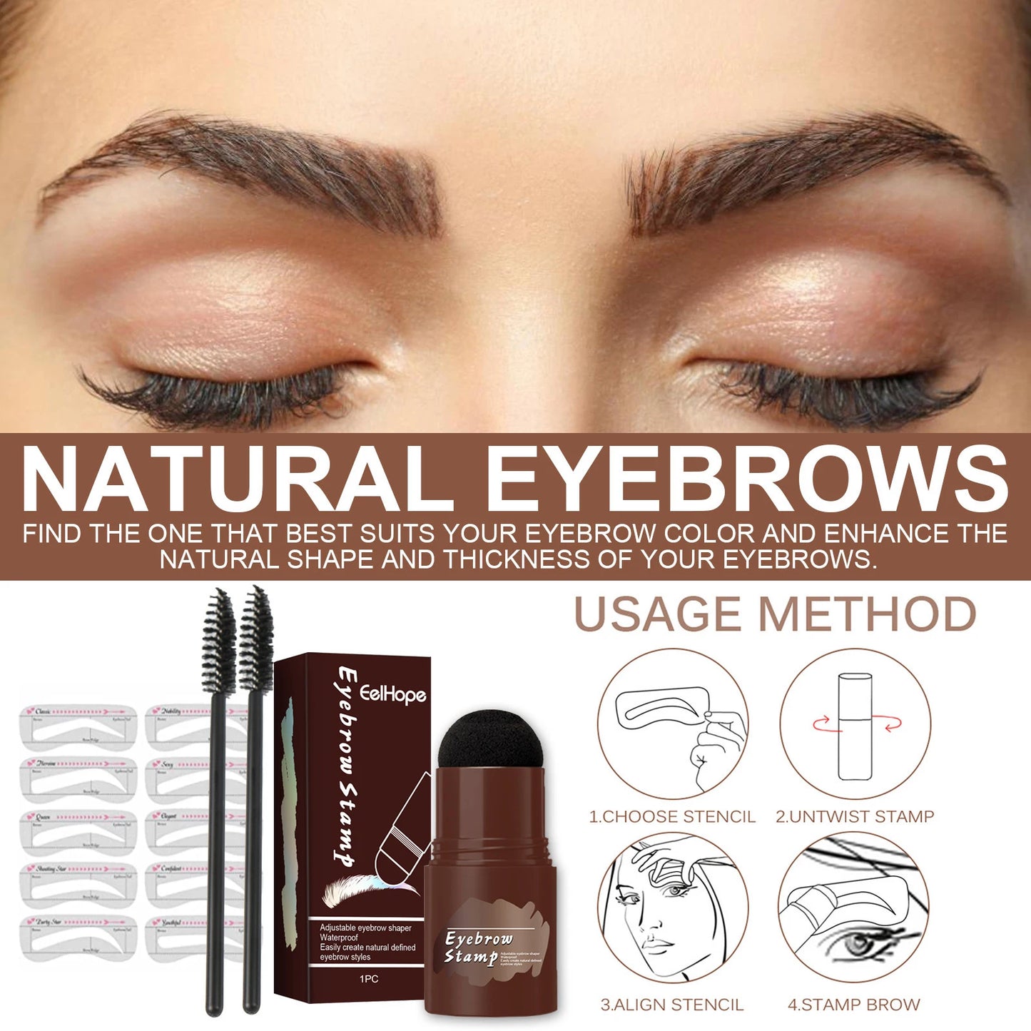 Professional Eyebrow Powder Stamp Shaping Makeup Brush Eyebrow Pencil, Eyebrow Template Easy To Apply Makeup