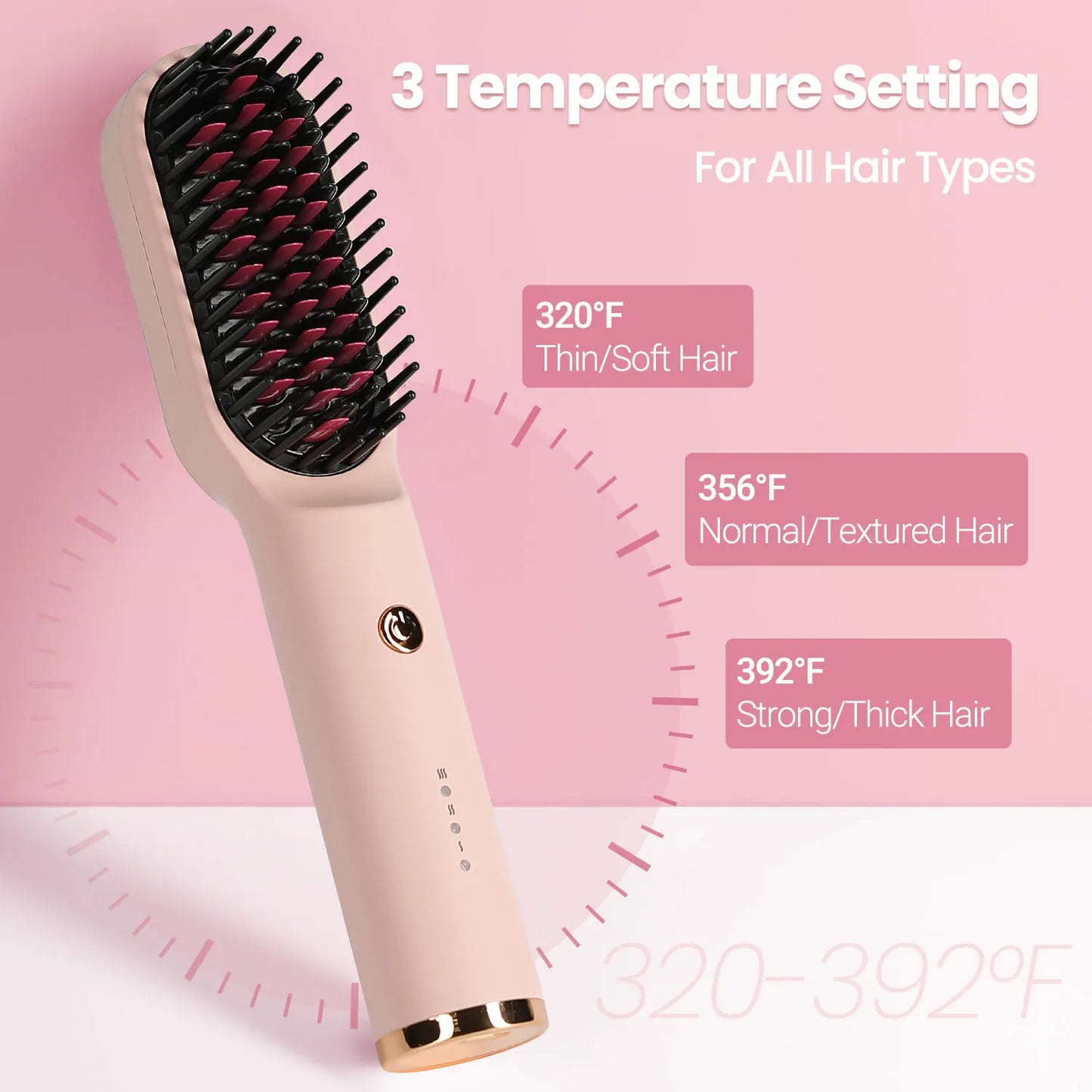 Portable Thermal Round Brush, LCD Display with Adjustable Temperature, Auto Shut-Off