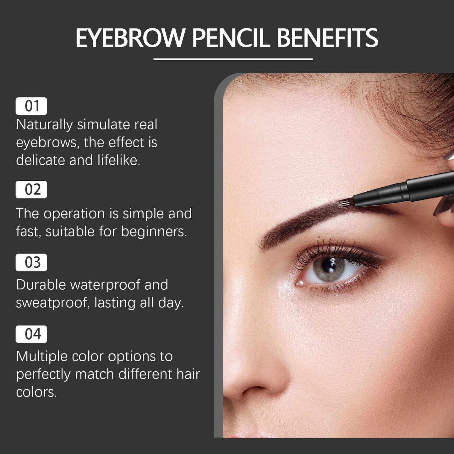 4 Waterproof Eyebrow Pencil Long Lasting Natural Black Dark Brown Women Liquid Eye Brows Pen Makeup