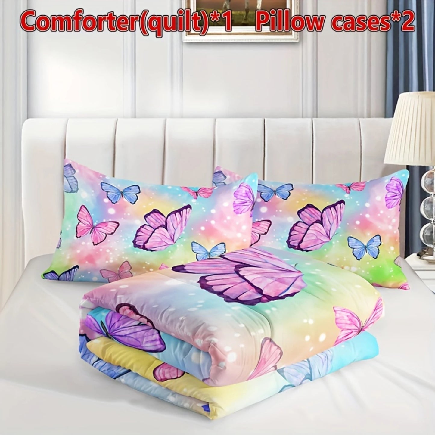 3pcs Modern Comforter Set Watercolor Print