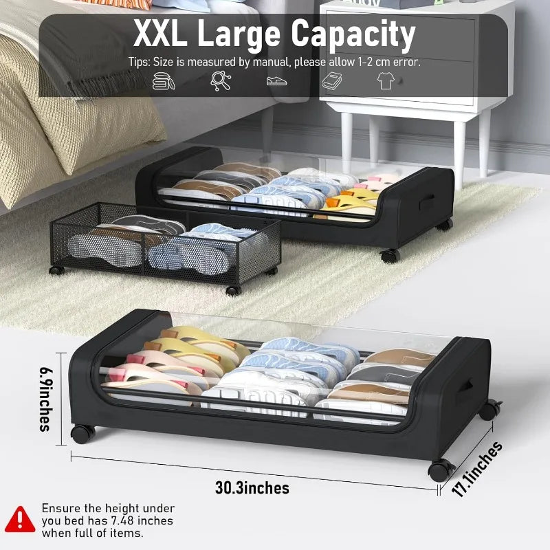 Under Bed Rolling Storage with Large Capacity