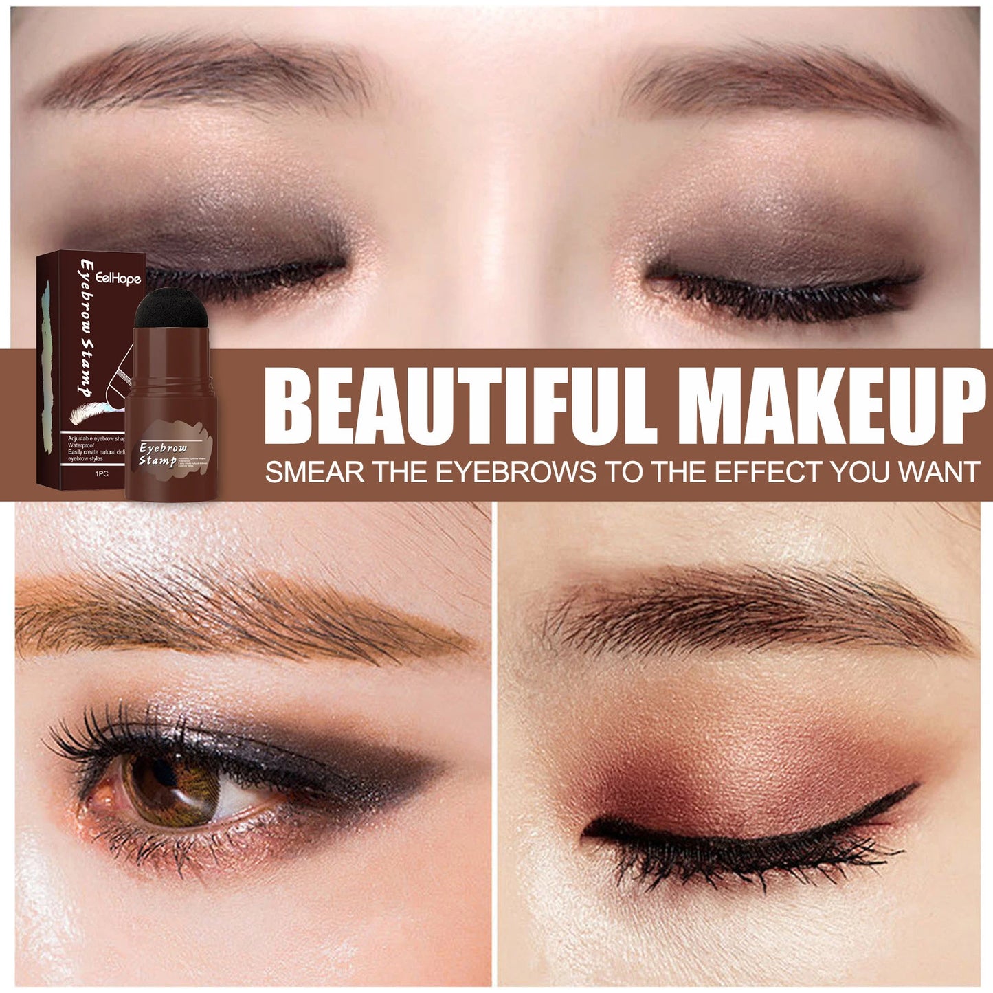 Professional Eyebrow Powder Stamp Shaping Makeup Brush Eyebrow Pencil, Eyebrow Template Easy To Apply Makeup