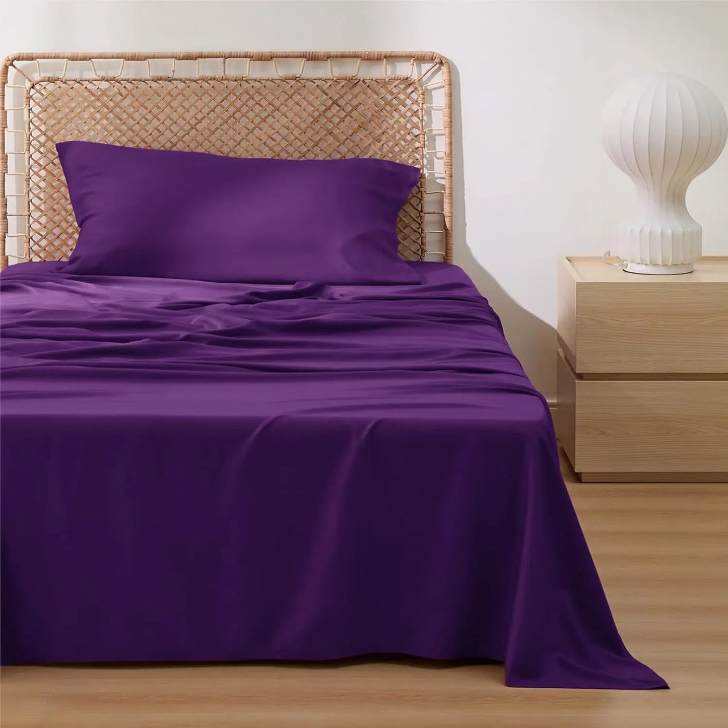 Bamboo, Deep Pocket Up to 16", Breathable & Soft, Hotel Luxury Silky Bedding Sheet