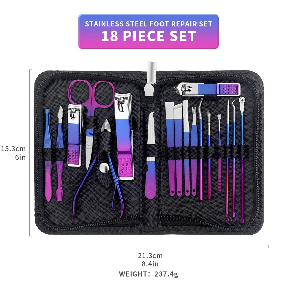 9/18 pcs Color Nail Clippers Manicure and Pedicure Tool Set
