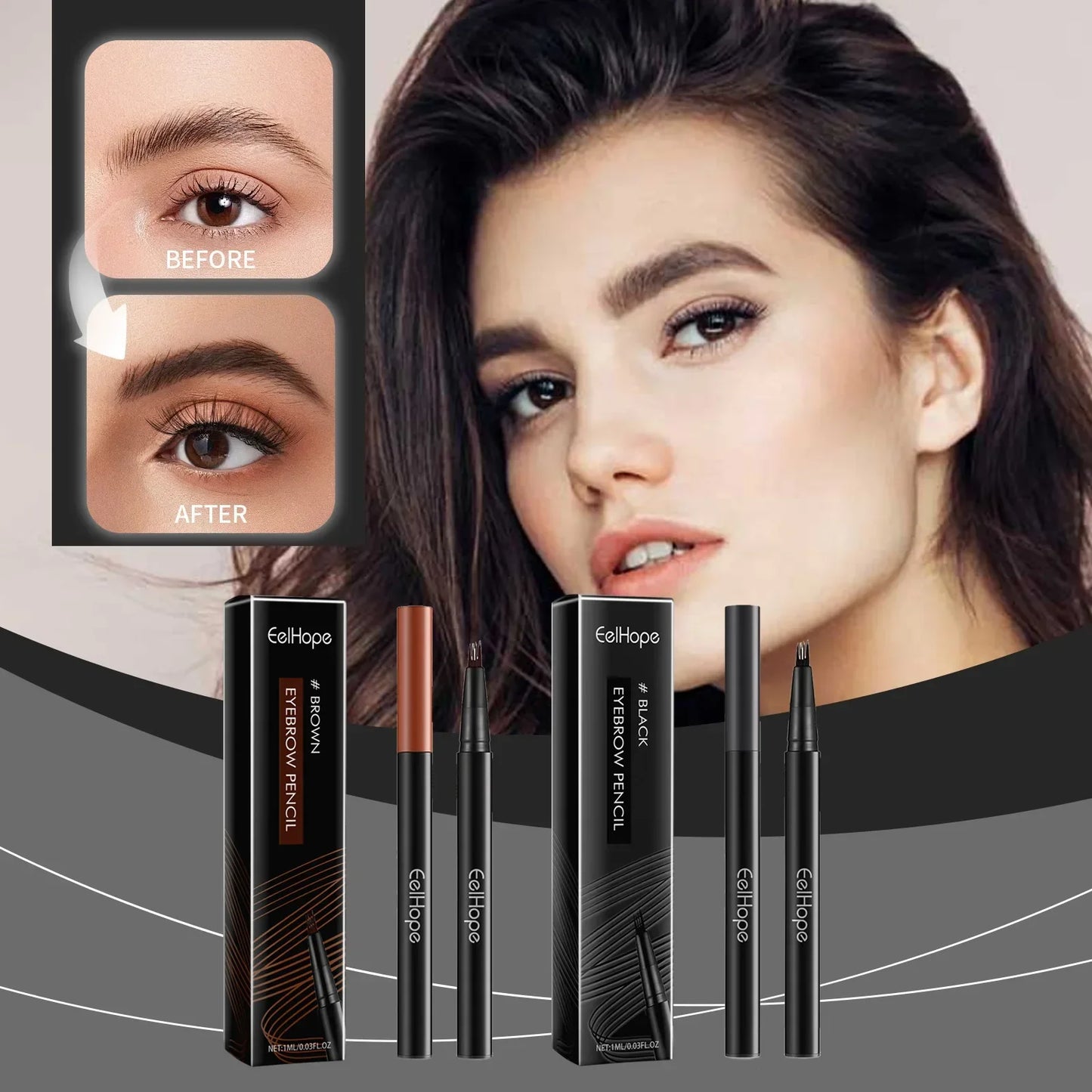 4 Waterproof Eyebrow Pencil Long Lasting Natural Black Dark Brown Women Liquid Eye Brows Pen Makeup