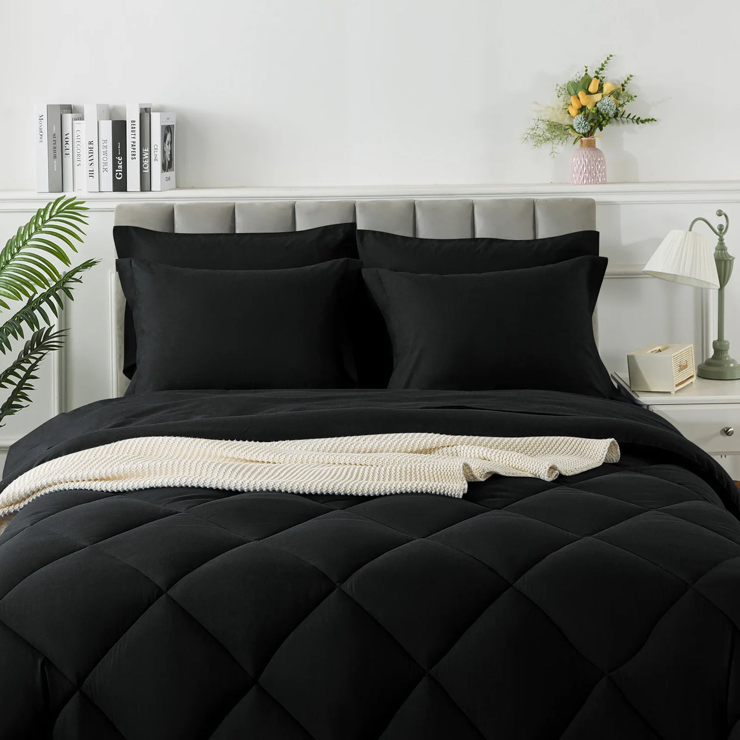 5-7 Pieces Bed in a Bag Set with Soft Quilted Lightweight Comforter and Sheets