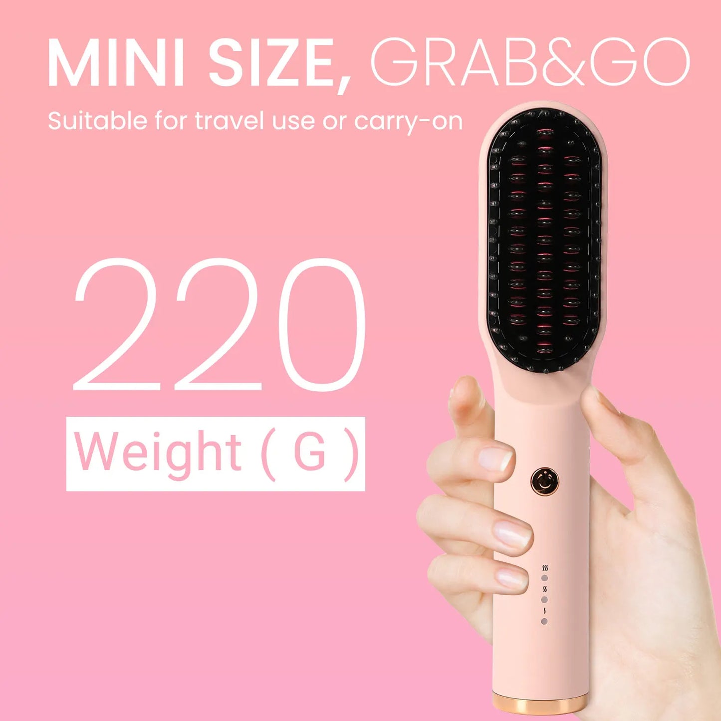 Portable Thermal Round Brush, LCD Display with Adjustable Temperature, Auto Shut-Off