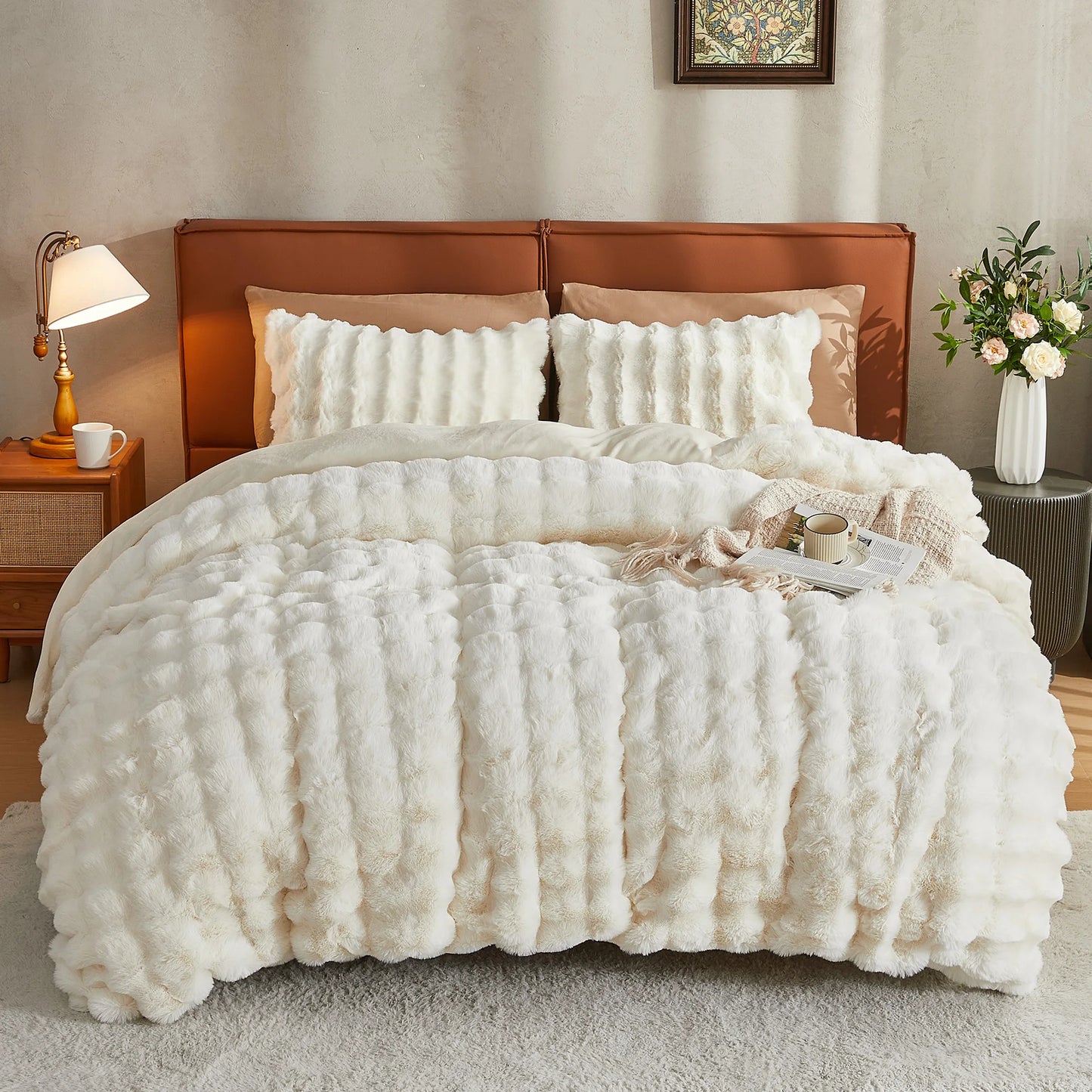 Cozy Plush Long Fluffy Bedding Set with Zipper Closure