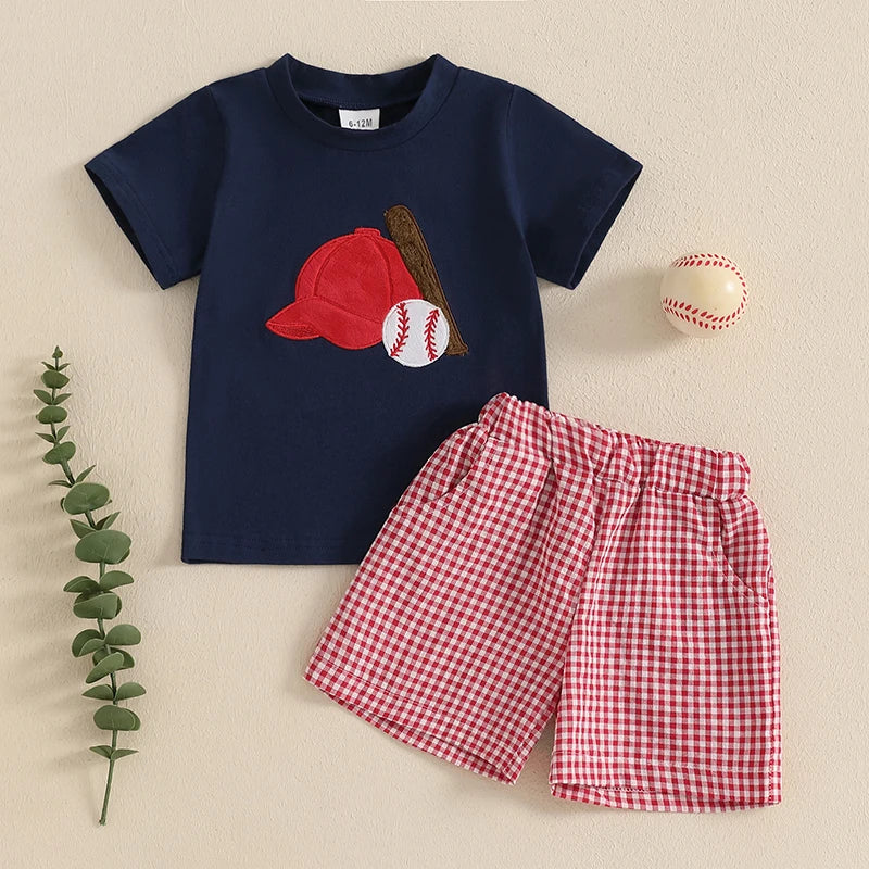 Boys Casual Striped Short Sleeves T-Shirt 2 Piece Set