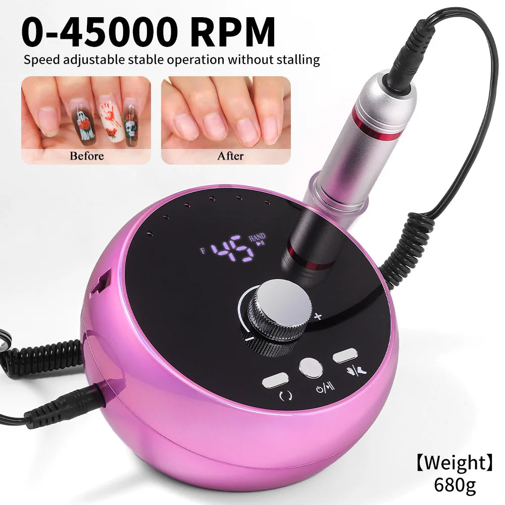 45000RPM Nail Machine Electric Portable Nail Rechargeable Drill