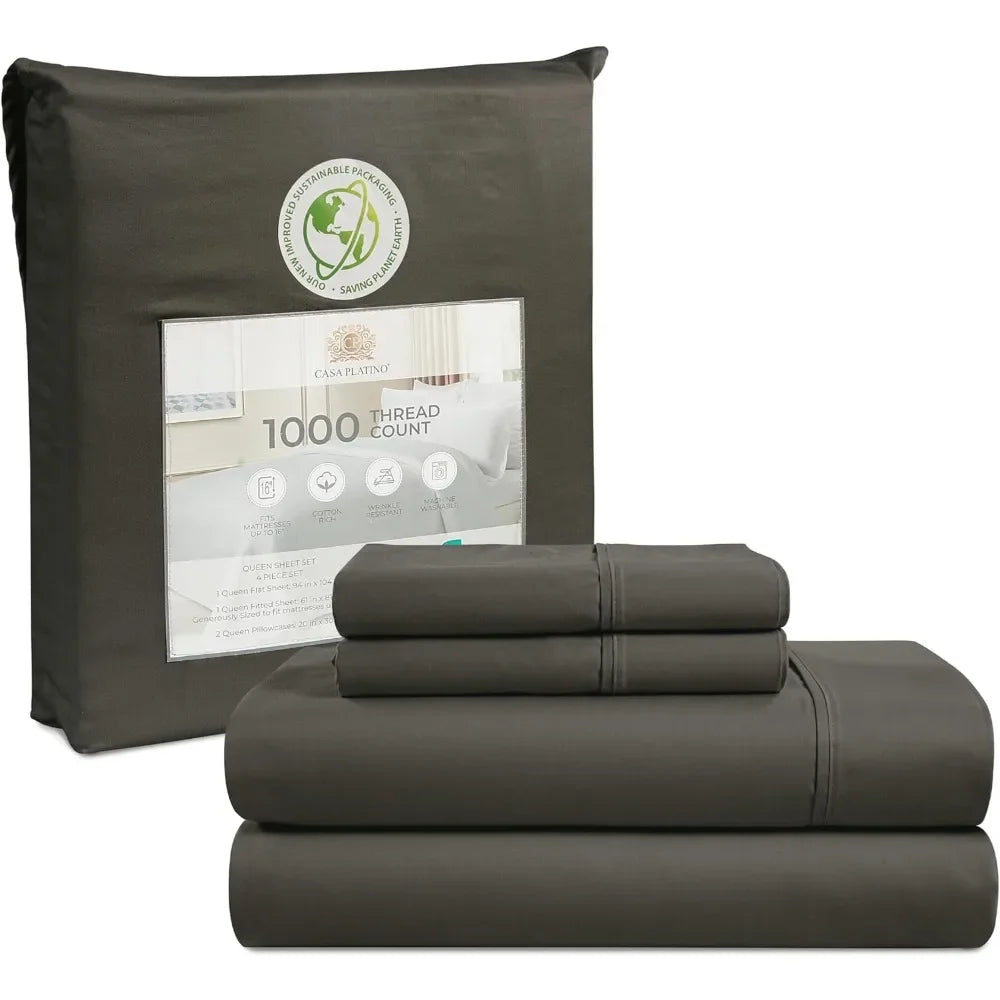 King /Queen Size Sheets Set 1000 Thread Count 4 Piece Set