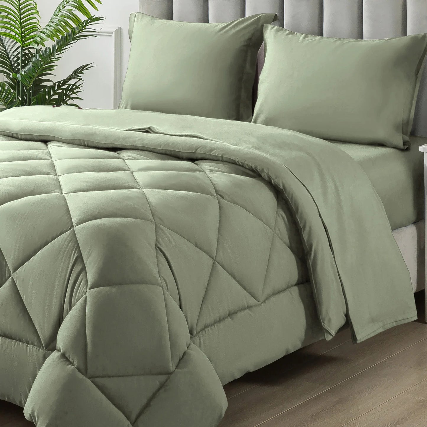 5-7 Pieces Bed in a Bag Set with Soft Quilted Lightweight Comforter and Sheets