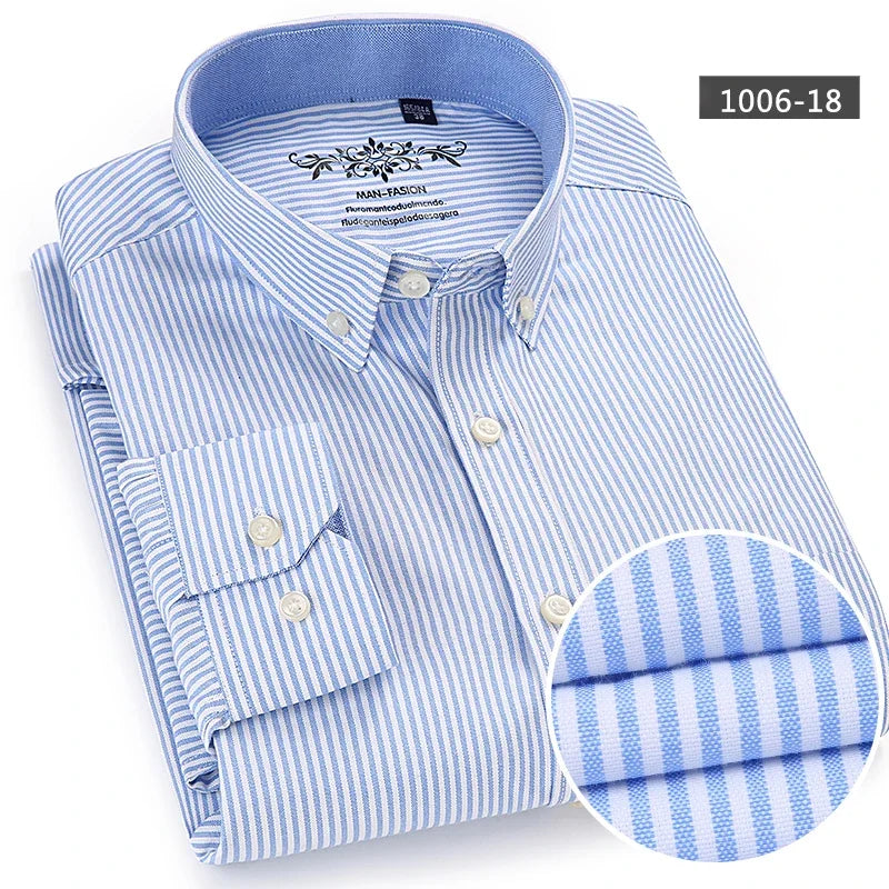 Men's solid color long-sleeve plain shirt single pocket top soft slim fit formal clothes