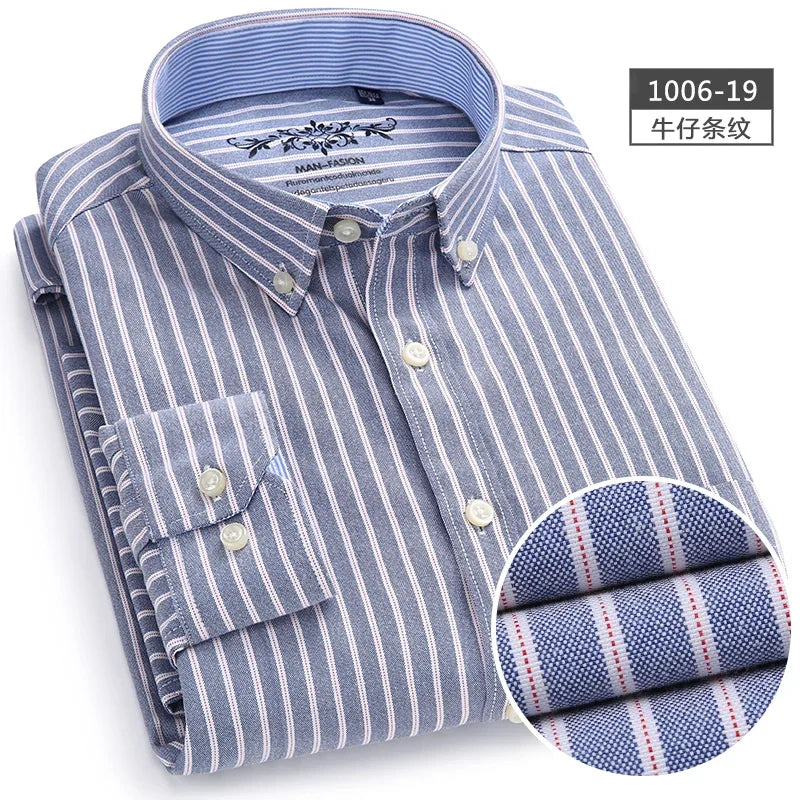 Men's solid color long-sleeve plain shirt single pocket top soft slim fit formal clothes
