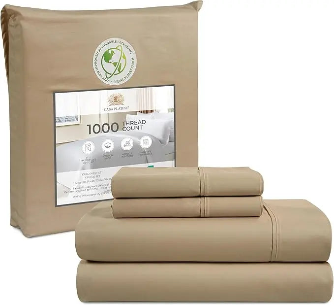 King /Queen Size Sheets Set 1000 Thread Count 4 Piece Set