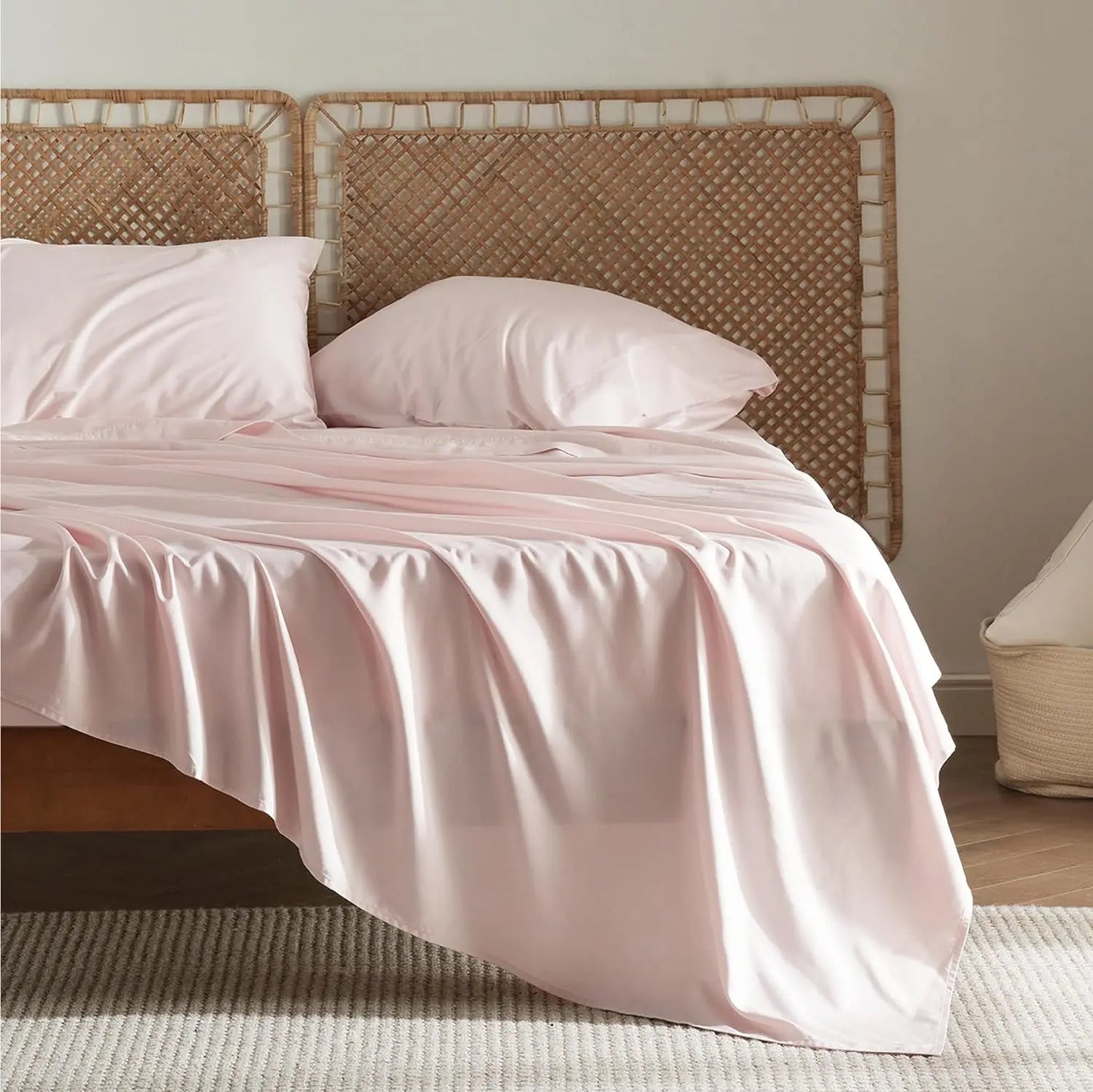 Bamboo, Deep Pocket Up to 16", Breathable & Soft, Hotel Luxury Silky Bedding Sheet