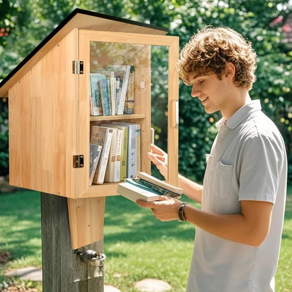 Outdoor Library Book Box, Double Little Library for Sharing books