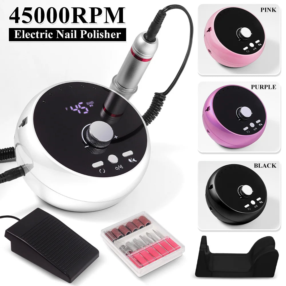 45000RPM Nail Machine Electric Portable Nail Rechargeable Drill