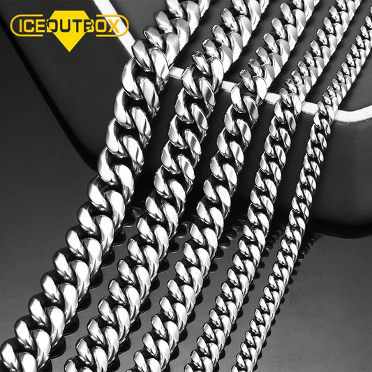 Men's Cuban Link Chain Stainless Steel Necklace and Curb Cuban Chain  Jewelry 6/8/10/12mm