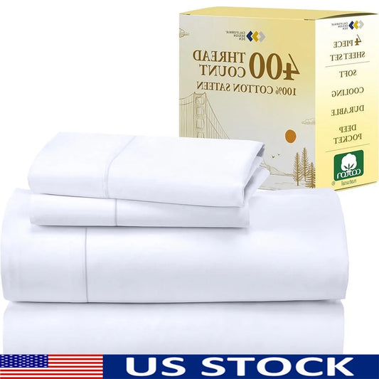King Size Bed Sheets 400 Thread Count Soft Cooling Deep Pocket Sets
