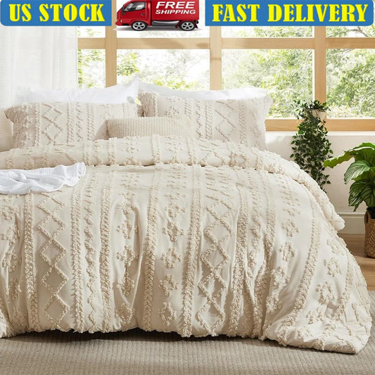 Queen 3 Pieces Soft Breathable  Farmhouse Bedding Set