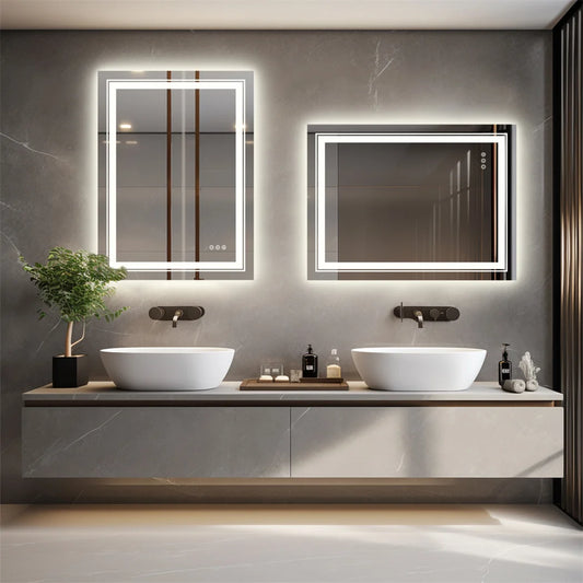 Crystal Clear LED Bathroom Mirror and   Dimming  with Double Lights